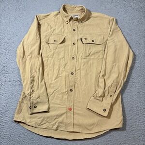 Duck Camp Shirt Mens Sz M Brown Button Down Vented Outdoor Hunting Fish